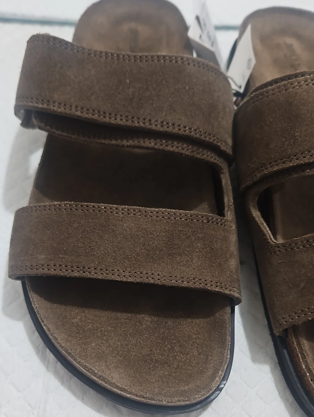 Zara Home Men’s Suede Double-Strap Slide Sandals in Brown Sz 8